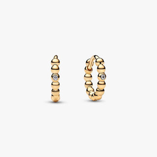 Pandora Jewellery Pandora Gold Plated Beaded Huggie Hoop Earrings 2930513