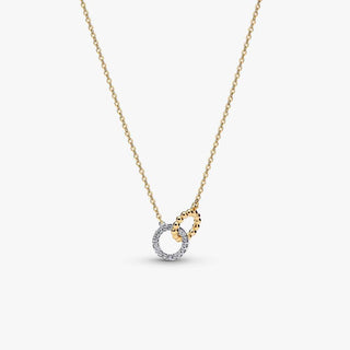 Pandora Jewellery Pandora Gold Plated Beads & Pavé Interlocking Necklace 2901549