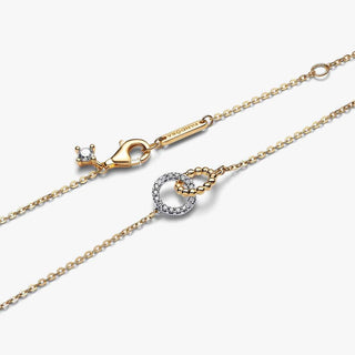 Pandora Jewellery Pandora Gold Plated Beads & Pavé Interlocking Necklace 2901549