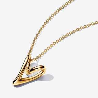 Pandora Gold Plated Organically Shaped Heart Pendant Necklace