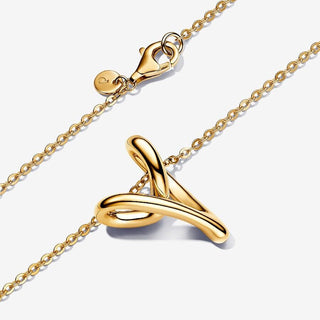 Pandora Gold Plated Organically Shaped Heart Pendant Necklace