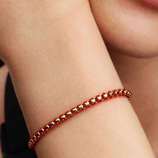 Pandora Jewellery Pandora Gold Plated Red Cord Box Chain Bracelet - 16cm 2927749