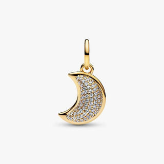 Pandora Gold Plated Sparkling Crescent Moon Dangle Charm back