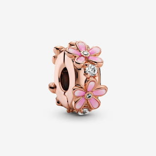 Pandora Rose Gold Plated Pink Daisy Spacer Clip Charm