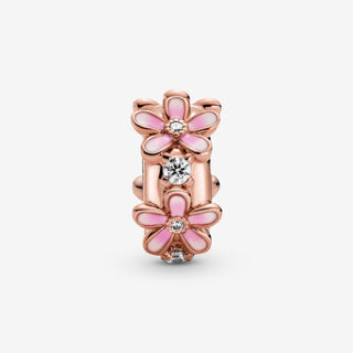 Pandora Rose Gold Plated Pink Daisy Spacer Clip Charm