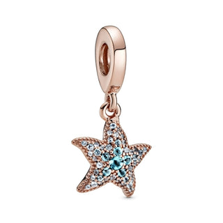 Pandora Rose Gold Plated Sparkling Starfish Dangle Charm