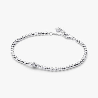 Pandora Silver Beads & Sparkling Stone Bracelet
