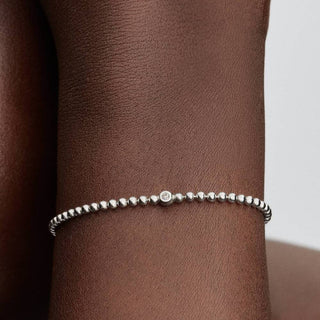 Pandora Silver Beads & Sparkling Stone Bracelet