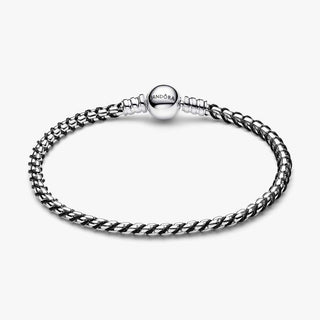 Pandora Silver Black Cord Box Chain Bracelet