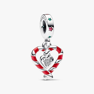 Pandora Silver Double Candy Cane Heart Charm