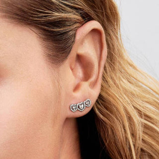 Pandora Jewellery Pandora Silver Halo Heart Trilogy Stud Earrings 2930491