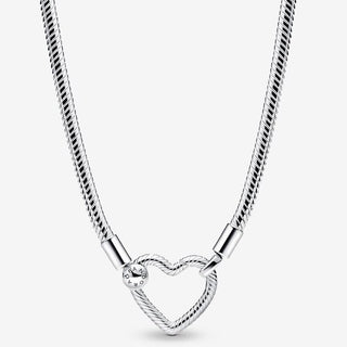 Pandora Silver Heart Closure Snake Chain Necklace