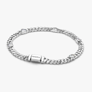 Pandora Silver Heart Cuban Chain Bracelet