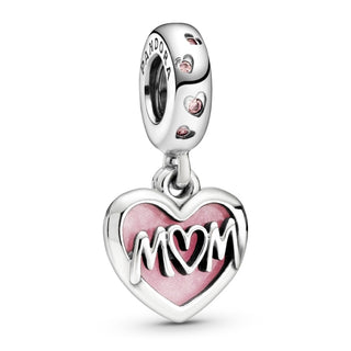 Pandora Silver Mum Script Heart Dangle Charm