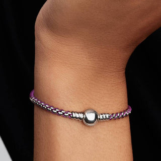 Pandora Jewellery Pandora Silver Purple Cord Box Chain Bracelet - 16cm 2927830