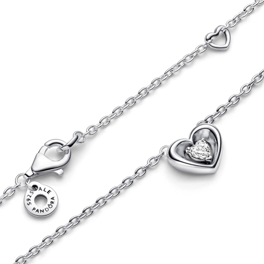 Pandora Silver Radiant Heart Floating Stone Pendant Necklace