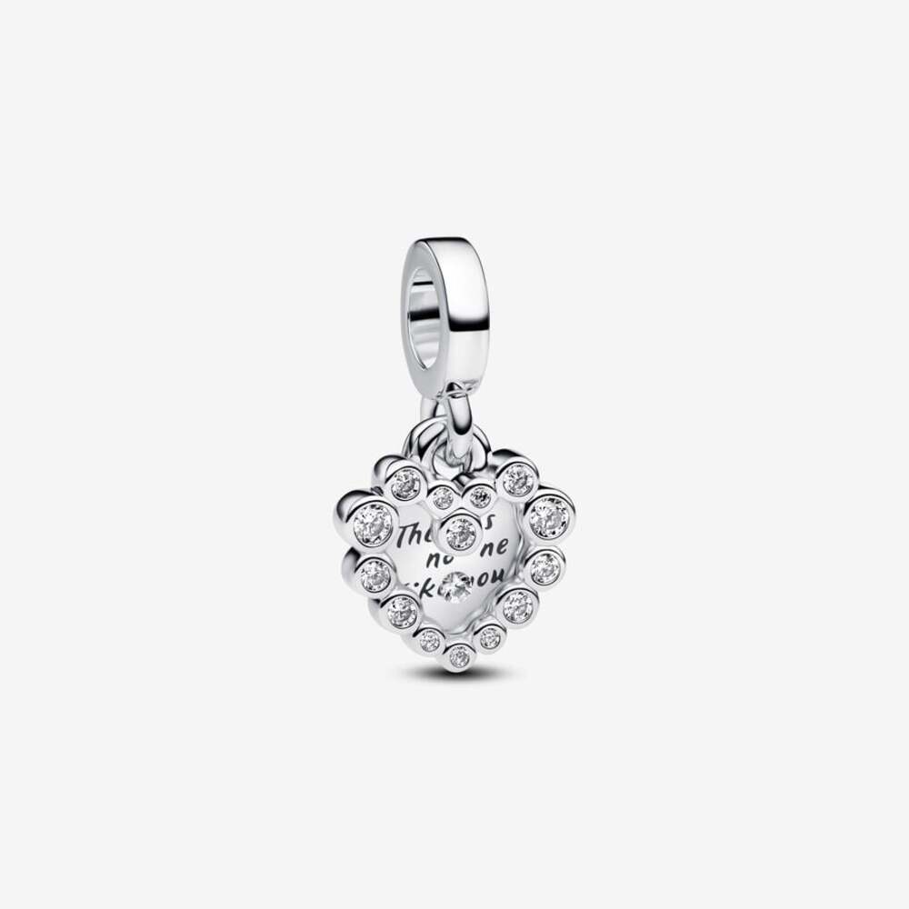 Pandora Silver Sparkling Heart Double Dangle Charm Allum Sidaway