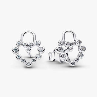 Pandora Jewellery Pandora Silver Sparkling Heart Padlock Stud Earrings 2930492
