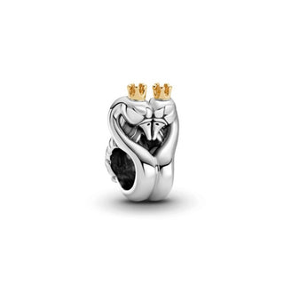 Pandora Silver Two-tone Swans & Heart Charm