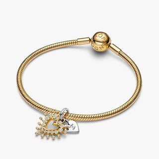 Pandora Two Tone Radiant Heart Double Dangle Charm on b/let