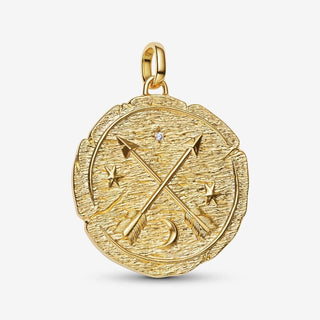 Pandora Yellow Gold Plated Crossing Arrows Oversized Medallion Charm