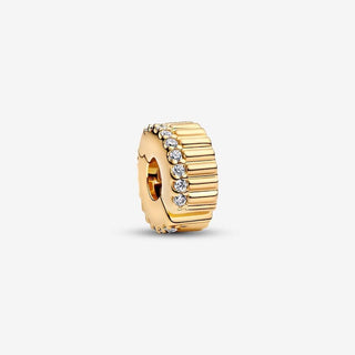 Pandora Yellow Gold Plated Ribbed Clip Charm