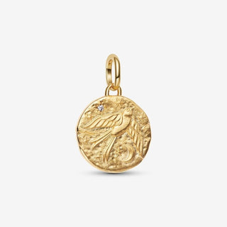 Pandora Yellow Gold Plated Swallow Medallion Charm