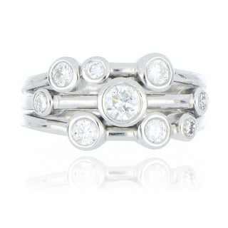 Fine Jewellery Jewellery Platinum 0.83ct Diamond Three Row Scatter Ring 0115234