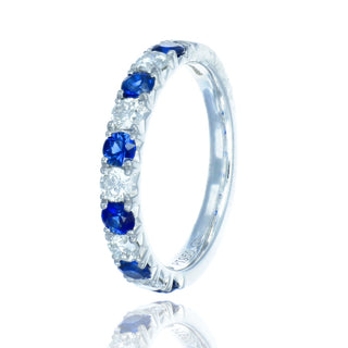 Platinum 1.13cttw Sapphire & Diamond Half Eternity Ring