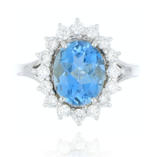 Fine Jewellery Jewellery Platinum 2.28ct Oval Aquamarine & Diamond Halo Ring 0207131
