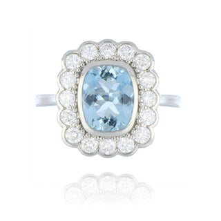Fine Jewellery Jewellery Platinum 2.36cttw Cushion Cut Aquamarine & Diamond Ring 0207134