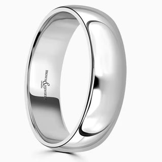 Platinum 6mm Lighter Court Wedding Ring side view