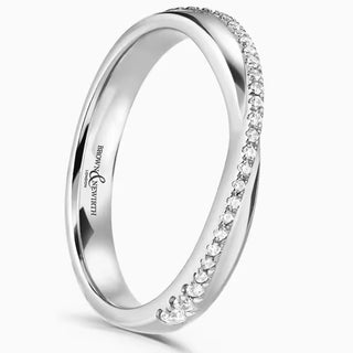 Platinum Diamond Set Bow Tie Cross Shaped Eternity Ring side view