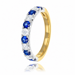 Allum & Sidaway Jewellery 18ct Yellow Gold 1.13cttw Sapphire & Diamond Half Eternity Ring 0201289