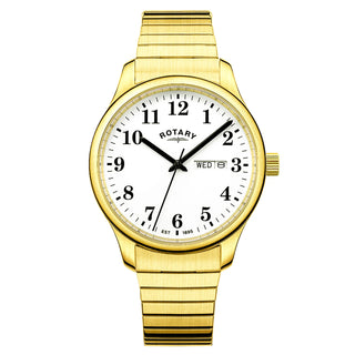 Rotary Watches Rotary 38mm Heritage Altera Yellow Gold Plated Expandable Quartz Watch 3411007