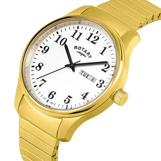 Rotary Watches Rotary 38mm Heritage Altera Yellow Gold Plated Expandable Quartz Watch 3411007