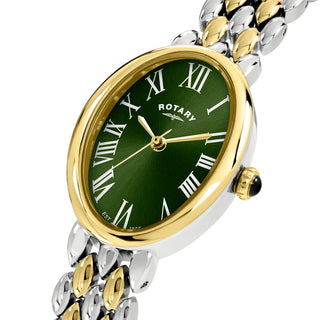 Citizen Watches Rotary 22mm Royal Heritage Astoria Two-Tone Green Quartz Watch 3405072