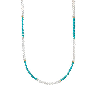 Daisy London yellow gold plated turquoise and pearl necklace