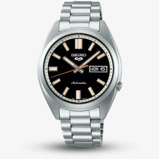 Seiko Watches Seiko Gents 38mm Stainless Steel 5 Sports Black Automatic Watch 3517547