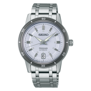 Seiko Watches Seiko Gents 39mm Stainless Steel Presage Style 60s Silvery Violet Automatic Watch 3517571