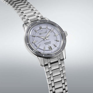 Seiko Watches Seiko Gents 39mm Stainless Steel Presage Style 60s Silvery Violet Automatic Watch 3517571