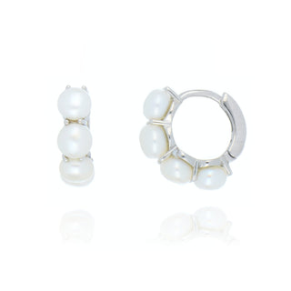 Allum & Sidaway Jewellery Silver 4-4.5mm Freshwater Pearl Huggie Hoops 1219230