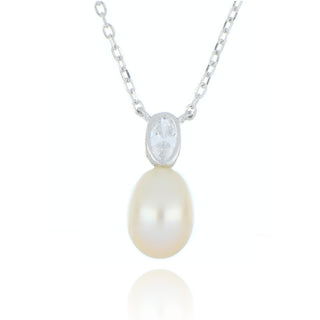 Allum & Sidaway Jewellery Silver 7-7.5mm Pearl & Cubic Zirconia Necklace 1410350