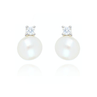 Fine Jewellery Jewellery Silver 8-8.5mm Freshwater Pearl & Cubic Zirconia Drop Earrings 1219226