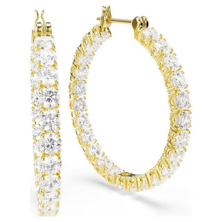 Swarovski Jewellery Swarovski Gold Tone Plated Crystal Matrix Hoop Earrings 4402486