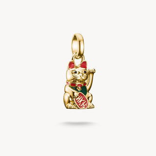 Thomas Sabo Yellow Gold Plated Colourful Waving Cat Charm