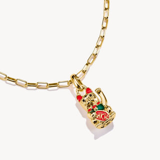 Thomas Sabo Yellow Gold Plated Colourful Waving Cat Charm