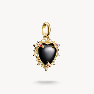 Thomas Sabo Yellow Gold Plated Cubic Zirconia Black Heart Charm 