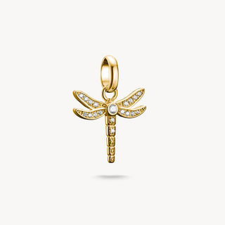 Thomas Sabo Yellow Gold Plated Cubic Zirconia Dragonfly Charm