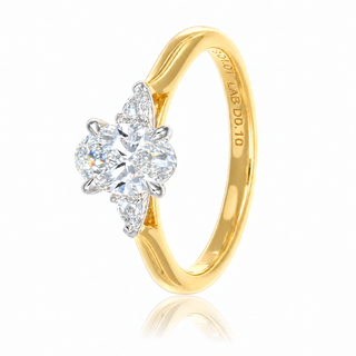 Allum & Sidaway Jewellery 18ct Yellow Gold 1.11cttw Lab Grown Oval Cut Diamond Three Stone Ring 6020020
